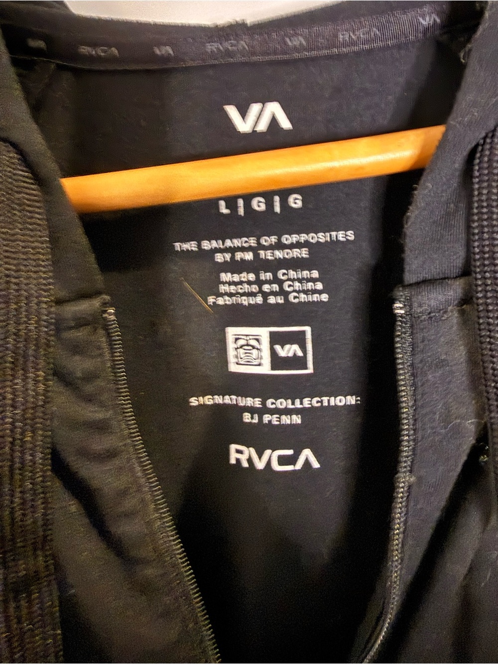 RVCA VA Sport BJ Penn Signature 1/4 Zip Pullover Training Hoodie Size Large - Picture 5 of 6